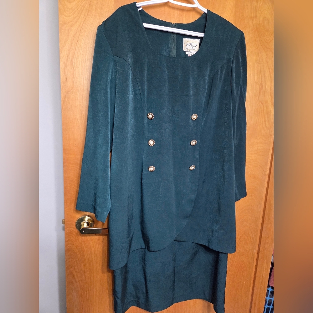 Vintage 80s Vision Plus By Joseph Ribkoff Forest Green Dress